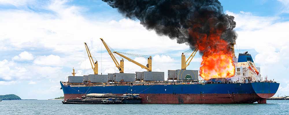 goederen in brandend schip beschermd met een zakelijke rechtsbijstandverzekering